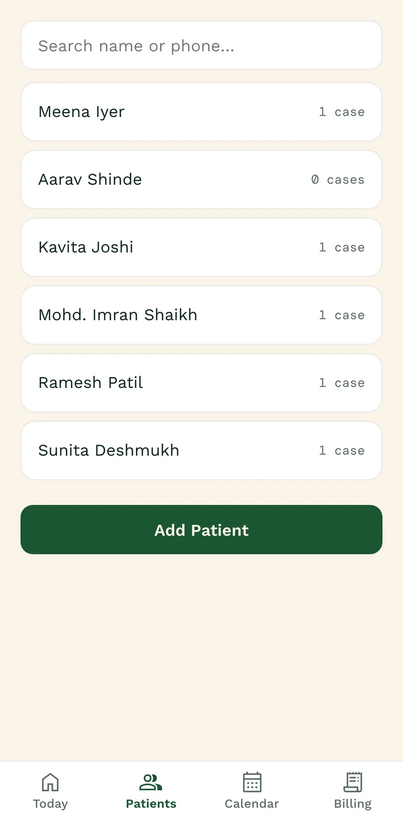 The patient register in Curanon